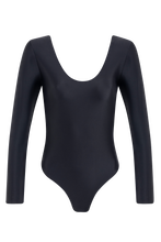 Load image into Gallery viewer, Arrifana long-sleeve body - sustainable black long sleeve swimsuit front view