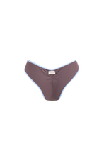 Load image into Gallery viewer, Sustainable taupe bikini bottom – Kara Bottom with sky blue details by EONA