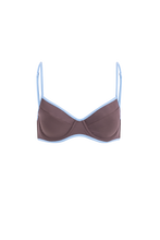 Load image into Gallery viewer, Solomon Top Sustainable Bikini | Taupe with Sky Blue Details – EONA Swimwear