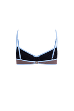 Load image into Gallery viewer, Shop the Solomon Top sustainable bikini in taupe with sky blue details