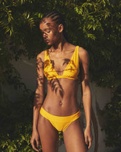 Load image into Gallery viewer, Sustainable yellow bikini bottom Leyla Mango - front view