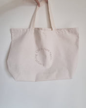 Load image into Gallery viewer, Eco-friendly cotton tote bag with natural straps side view