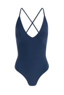 Janis swimsuit Blue – sustainable blue one piece swimsuit front view