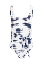 Load image into Gallery viewer, Lotus swimsuit | Blue and white pattern
