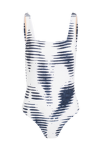 Load image into Gallery viewer, Lotus swimsuit | Blue and white pattern
