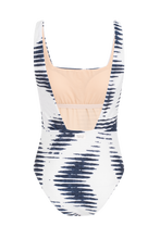 Load image into Gallery viewer, Lotus swimsuit | Blue and white pattern
