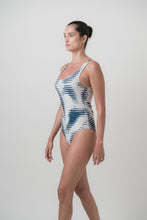 Load image into Gallery viewer, Lotus swimsuit | Blue and white pattern

