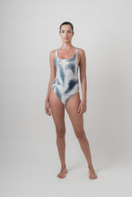 Load image into Gallery viewer, Lotus swimsuit | Blue and white pattern
