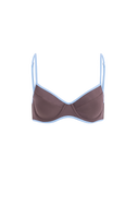 Solomon Top Sustainable Bikini | Taupe with Sky Blue Details – EONA Swimwear
